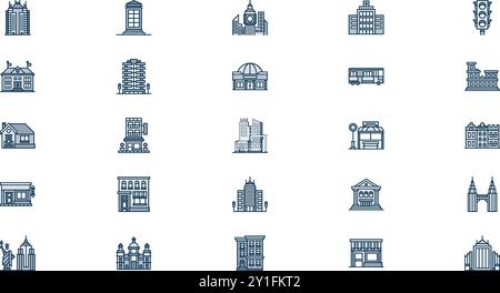 Stadt-Symbole hochwertige Vektor-Icons-Kollektion mit editierbarer Kontur. Ideal für professionelle und kreative Projekte. Stock Vektor