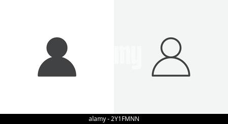 Benutzersymbol Kollektion für flache Konturen auf Schwarz-weiß-Hintergrund Stock Vektor