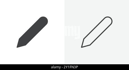Bleistift Icon Flat Outline Kollektion auf schwarzem und weißem Hintergrund Stock Vektor