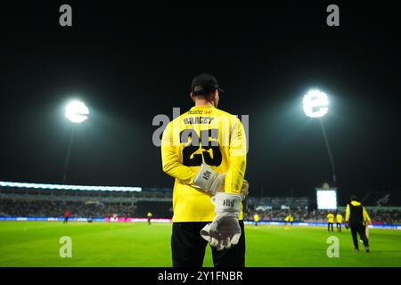 Birmingham, Großbritannien, 6. September 2024. James Bracey in Gloucestershire während des T20 Vitality Blast-Spiels zwischen Birmingham Bears und Gloucestershire. Quelle: Robbie Stephenson/Gloucestershire Cricket/Alamy Live News Stockfoto