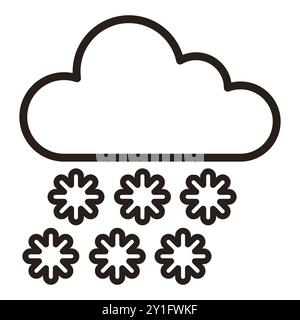 Schneevektorsymbol. Schwarze Kontur. Vektorillustration isoliert auf weißem Hintergrund. Stock Vektor