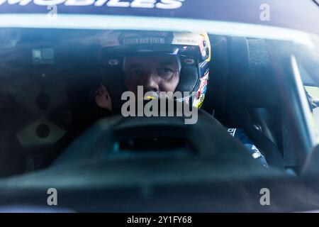 Morzine, Frankreich. September 2024. LOEB Sebastien, GODEY Laurène, Alpine A110 GT, Porträt während der Rallye Mont-Blanc Morzine 2024, 6. Runde des Championnat de France des Rallyes 2024, 6. Bis 9. September in Morzine, Frankreich - Foto Bastien Roux/DPPI Credit: DPPI Media/Alamy Live News Stockfoto
