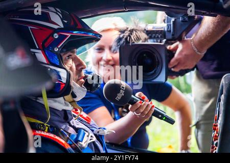 Morzine, Frankreich. September 2024. GILBERT Quentin, GUIEU Christopher, Alpine A110 GT, Porträt während der Rallye Mont-Blanc Morzine 2024, 6. Runde des Championnat de France des Rallyes 2024, vom 6. Bis 9. September in Morzine, Frankreich - Foto Bastien Roux/DPPI Credit: DPPI Media/Alamy Live News Stockfoto