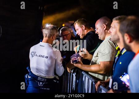 Morzine, Frankreich. September 2024. LOEB Sebastien, GODEY Laurène, Alpine A110 GT, Porträt während der Rallye Mont-Blanc Morzine 2024, 6. Runde des Championnat de France des Rallyes 2024, 6. Bis 9. September in Morzine, Frankreich - Foto Bastien Roux/DPPI Credit: DPPI Media/Alamy Live News Stockfoto