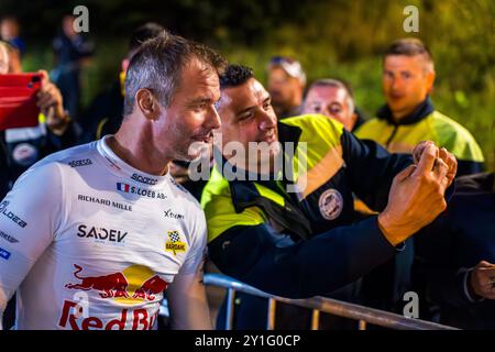 Morzine, Frankreich. September 2024. LOEB Sebastien, GODEY Laurène, Alpine A110 GT, Porträt während der Rallye Mont-Blanc Morzine 2024, 6. Runde des Championnat de France des Rallyes 2024, 6. Bis 9. September in Morzine, Frankreich - Foto Bastien Roux/DPPI Credit: DPPI Media/Alamy Live News Stockfoto