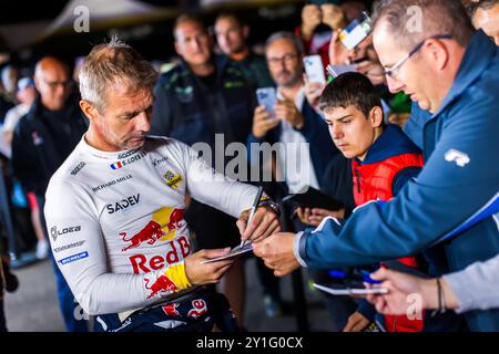 Morzine, Frankreich. September 2024. LOEB Sebastien, GODEY Laurène, Alpine A110 GT, Porträt während der Rallye Mont-Blanc Morzine 2024, 6. Runde des Championnat de France des Rallyes 2024, 6. Bis 9. September in Morzine, Frankreich - Foto Bastien Roux/DPPI Credit: DPPI Media/Alamy Live News Stockfoto