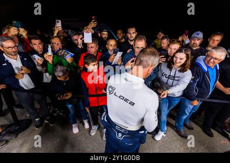 Morzine, Frankreich. September 2024. LOEB Sebastien, GODEY Laurène, Alpine A110 GT, Porträt während der Rallye Mont-Blanc Morzine 2024, 6. Runde des Championnat de France des Rallyes 2024, 6. Bis 9. September in Morzine, Frankreich - Foto Bastien Roux/DPPI Credit: DPPI Media/Alamy Live News Stockfoto