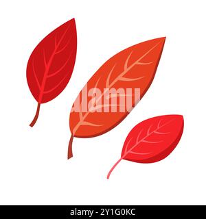 Vektor Herbstrot und orange trockene vogelblätter. Clipart ist auf weißem Hintergrund. Isolierte flache Illustration mit braunen Pflanzen für Design, Grußkarte, Stock Vektor