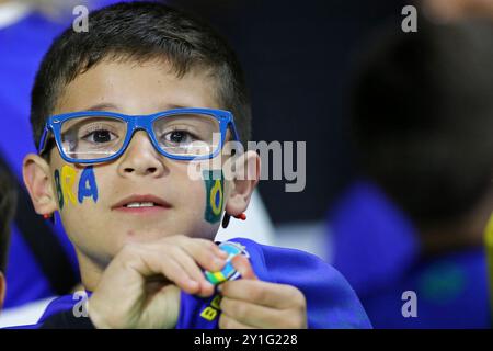 Curitiba, Brasilien. September 2024. Brasilien-Fans vor dem Spiel zwischen Brasilien und Ecuador für die 7. Runde der FIFA 2026-Qualifikationsspiele am 06. September 2024 im Couto Pereira Stadium in Curitiba, Brasilien Foto: Heuler Andrey/DiaEsportivo/Alamy Live News Credit: DiaEsportivo/Alamy Live News Stockfoto