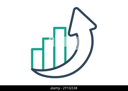 Symbol Trends. Liniensymbolstil. Diagramm mit Aufwärtspfeil. Symbol für SWOT. Vektorillustration für Geschäftselemente Stock Vektor