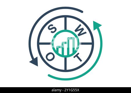 SWOT-Symbol. Liniensymbolstil. Symbol für das Business Management. Vektorillustration für Geschäftselemente Stock Vektor