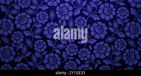 Nahtloses Blumenmuster mit Blumen Pfingstrose mit einem dunkelblauen Hintergrund für Tapeten das Schlafzimmer, gemusterte Füllungen, Webseiten, Oberflächenstrukturen Stock Vektor