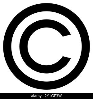 Copyright-Symbol auf weiß. Symbolsatz für Copyright-C-Vektor. Markenzeichen des Markenregisters . Stock Vektor