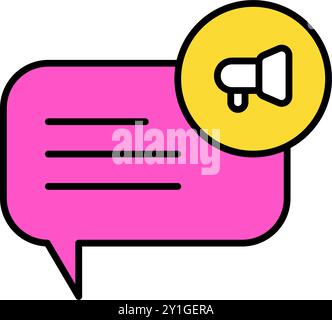 Symbol flache Blase und Text-Chat mit Megaphon-Symbolen. Bearbeitbare Datei Stock Vektor