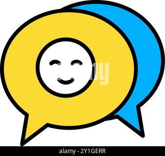 Icon Flat Bubble Chat mit Happy Expression Emoticon. Bearbeitbare Datei Stock Vektor