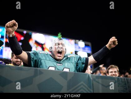 Sao Paulo, Brasilien. September 2024. Philadelphia Eagles Fans, während des Spiels der NFL Brasilien, im Arena Corinthians Stadium in Sao Paulo, Brasilien am 06. September 2024 Foto: Gledston Tavares/DiaEsportivo/Alamy Live News Credit: DiaEsportivo/Alamy Live News Stockfoto