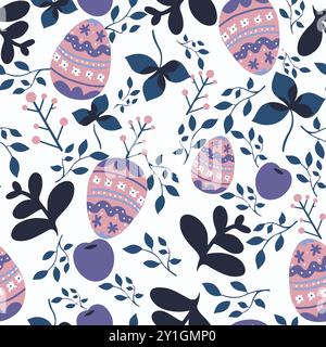 Osterei florale trendige rosa Illustration nahtloser Musterdruck für Textilgewebe Vektor Grafik Artwork Stock Vektor
