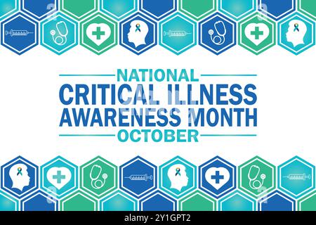 National Critical Disease Awareness Month Oktober Vektor Illustration. Geeignet für Grußkarten, Poster und Banner Stock Vektor