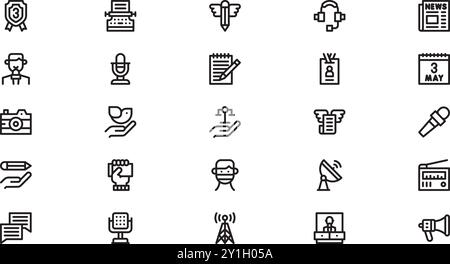 Welt Pressefreiheit Tag Icons hochwertige Vektor-Icons Kollektion mit editierbarer Kontur. Ideal für professionelle und kreative Projekte. Stock Vektor