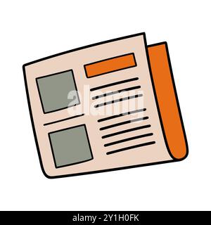 Zeitungssymbol. Nachrichtenblatt isoliert auf weißem Hintergrund. Konzept von Nachrichten, Medien und Journalismus sowie persönliche Nachrichten. Vektorabbildung. Stock Vektor