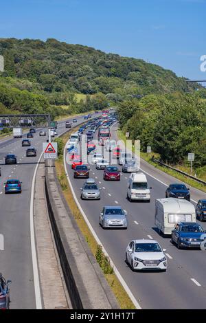 Verkehrsstau M5 in Richtung Süden Stockfoto