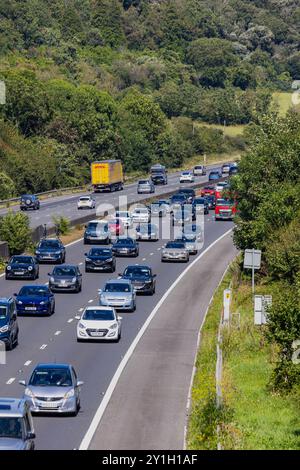 Verkehrsstau M5 in Richtung Süden Stockfoto