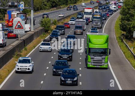 Verkehrsstau M5 in Richtung Süden Stockfoto