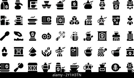 Kaffeekocher und Kaffeesymbole hochwertige Vektor-Icons-Kollektion mit bearbeitbarem Konus. Ideal für professionelle und kreative Projekte. Stock Vektor