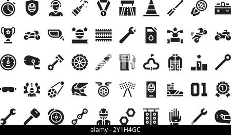 Symbole für Motorradrennen hochwertige Vektor-Icons-Kollektion mit editierbarem Hub. Ideal für professionelle und kreative Projekte. Stock Vektor