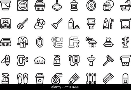 Badezimmersymbole hochwertige Vektor-Icons-Kollektion mit editierbarer Kontur. Ideal für professionelle und kreative Projekte. Stock Vektor