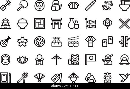 Japan Icons hochwertige Vektor-Icons-Kollektion mit editierbarer Kontur. Ideal für professionelle und kreative Projekte. Stock Vektor