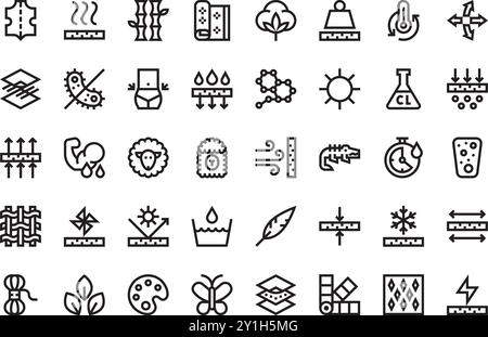 Stoff mit Symbolen hochwertige Vektor-Icons-Kollektion mit editierbarer Kontur. Ideal für professionelle und kreative Projekte. Stock Vektor