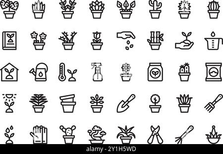 House Plants Icons hochwertige Vector Icons Collection mit editierbarer Kontur. Ideal für professionelle und kreative Projekte. Stock Vektor