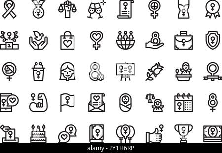 Damen Day Icons hochwertige Vector Icons Kollektion mit bearbeitbarem Konturstrich. Ideal für professionelle und kreative Projekte. Stock Vektor