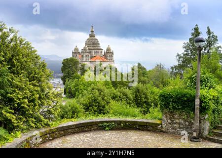 Blick auf das Heiligtum des Heiligen Herzens Jesu, Santa Lucia Kirche, Viana do Castelo, Minho, Portugal Stockfoto