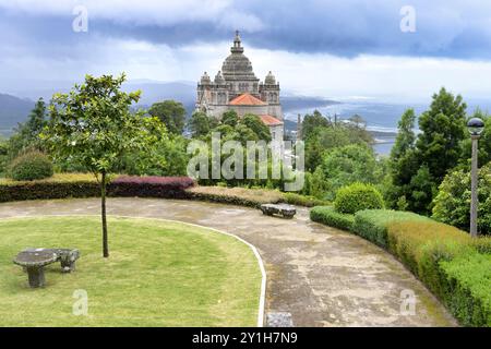 Blick auf das Heiligtum des Heiligen Herzens Jesu, Santa Lucia Kirche, Viana do Castelo, Minho, Portugal Stockfoto