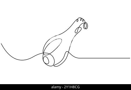 Einzelne durchgehende Linienzeichnung mit heißem, knusprigem Hähnchenschenkel für das Logo des Restaurants. Fastfood Café-Logo-Vorlagenkonzept Stock Vektor