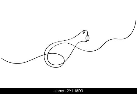 Einzelne durchgehende Linienzeichnung mit heißem, knusprigem Hähnchenschenkel für das Logo des Restaurants. Fastfood Café-Logo-Vorlagenkonzept Stock Vektor