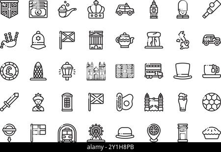 United Kingdom Icons hochwertige Vector Icons Collection mit editierbarer Kontur. Ideal für professionelle und kreative Projekte. Stock Vektor