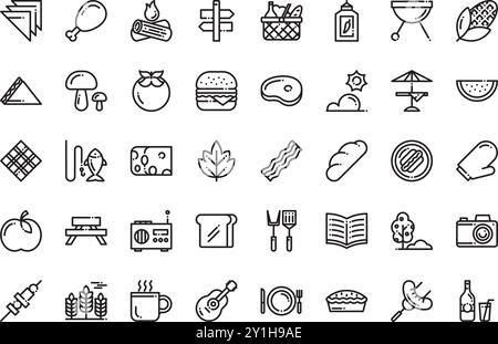 Picnic Icons hochwertige Vektor-Icons-Kollektion mit bearbeitbarer Kontur. Ideal für professionelle und kreative Projekte. Stock Vektor