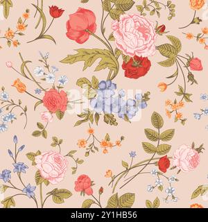 Wasserfarben tropische Blumenabbildung nahtloser Musterdruck für Textilgewebe Vektor Grafik Artwork Stock Vektor