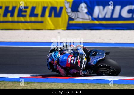 Misano Adriatico, Italien. September 2024. Raul FERNANDEZ (SPA) - Trackhouse Racing in Runde 15 während der Qualifikationsrunde der MotoGP Gran Premio Red Bull di San Marino 2024 in Misano Adriatico (Italien), 13. Runde der MotoGP-Weltmeisterschaft 2024. Quelle: Riccardo Righetti/Alamy Live News Stockfoto