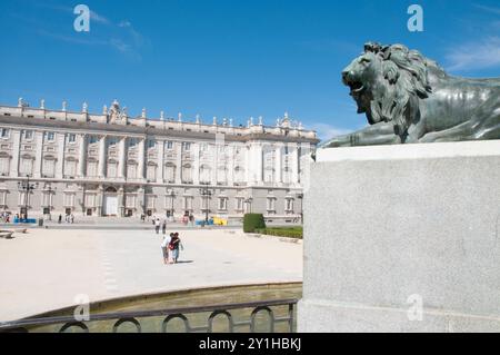 Königspalast, Oriente-Platz, Madrid, Spanien. Stockfoto