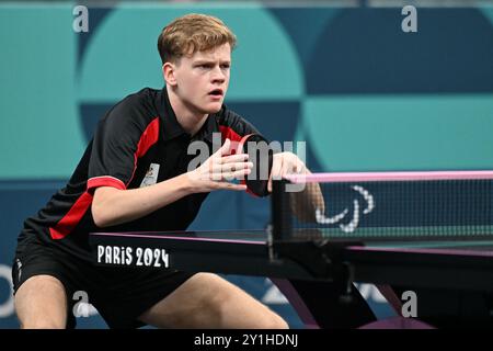 Paris, Frankreich. September 2024. Laurens Devos verdient sein Ticket für das Finale der Paralympischen Paralympischen Spiele in der 9. Klasse am 7. September 2024 in Paris. Frankreich. Foto: Tomas Stevens/ABACAPRESS. COM Credit: Abaca Press/Alamy Live News Stockfoto