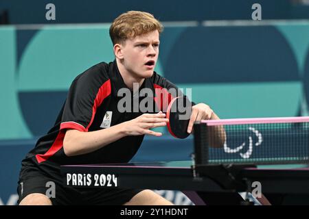 Paris, Frankreich. September 2024. Laurens Devos verdient sein Ticket für das Finale der Paralympischen Paralympischen Spiele in der 9. Klasse am 7. September 2024 in Paris. Frankreich. Foto: Tomas Stevens/ABACAPRESS. COM Credit: Abaca Press/Alamy Live News Stockfoto