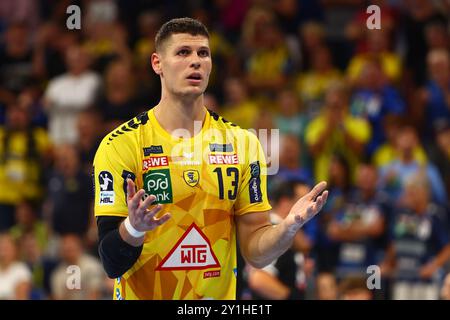 Sebastian Heymann (Rhein-Neckar Loewen) Rhein-Neckar Loewen vs. THW Kiel, Handball, 1. Bundesliga, 05.09.2024 Foto: Rene Weiss/Eibner Stockfoto