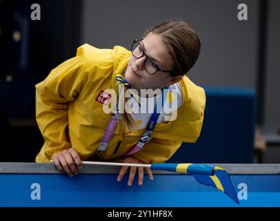 Paris, Frankreich. September 2024. PARIS, FRANKREICH 20240907Prinzessin Estelle jubelt während der Paralympics in Paris bei den Frauen- und Herren-Radrennen (C1-C3). Foto: Christine Olsson/TT/Code 10430 Credit: TT News Agency/Alamy Live News Stockfoto