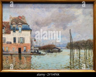 Alfred Sisley (Paris 1839 - Moret-sur-Loing 1899), Hochwasser in Port-Marly, 1876, Musée d'Orsay, Paris, Frankreich. Stockfoto