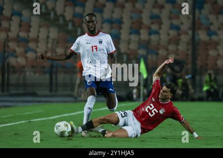 Ägypten. Kairo – 6. September 2024 – Zizo von Ägypten und Willy Semedo von Kap Verde im Rahmen des Afrika-Cup-Qualifikationsspiels zwischen den beiden Stockfoto