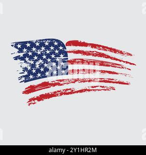 USA Flaggendesign mit weißem Hintergrund Vektor Stock Vektor